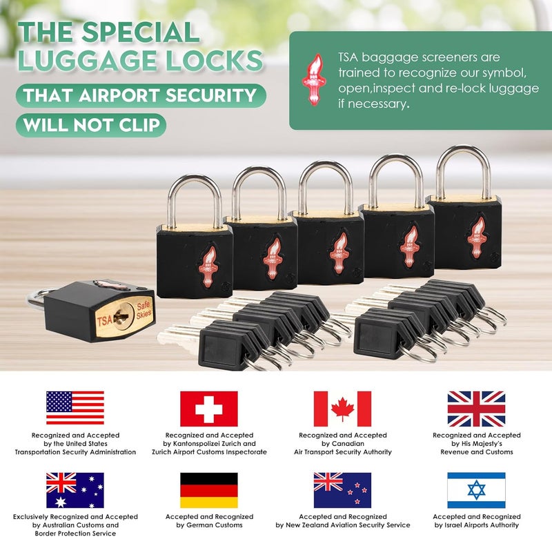dwoyow TSA Approved Luggage Lock and 6 Luggage Tags, TSA Gun Lock Also Can Suit for Suitcase, Luggage, Backpack, Laptop Bag, Locke 6 Pack Black - Image 5